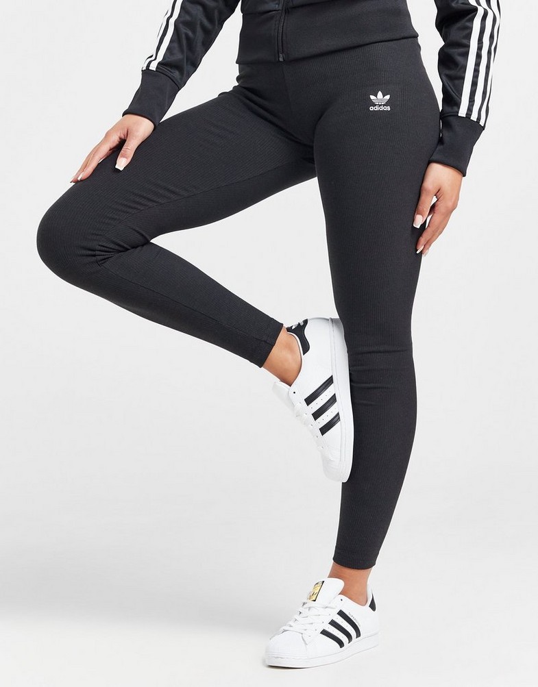 Legginsy damskie ADIDAS LEGGINGS RIB LEGGING BLK/WHT 35 IP1327 Czarny