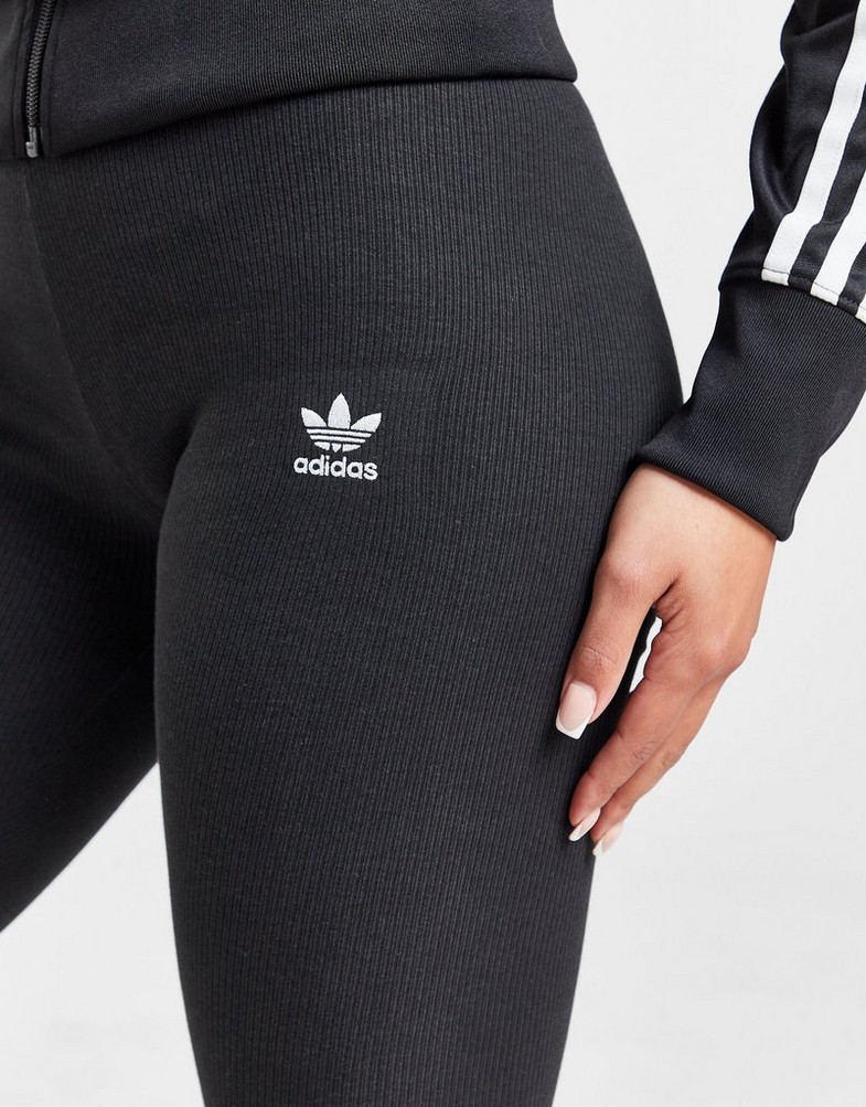 Legginsy damskie ADIDAS LEGGINGS RIB LEGGING BLK/WHT 35 IP1327 Czarny