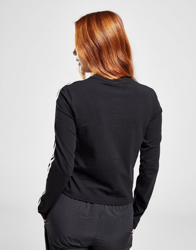Moteriški marškinėliai ADIDAS MARŠKINĖLIAI 3S LS SLIM T BLK/WHT 35 IS2290 Juoda