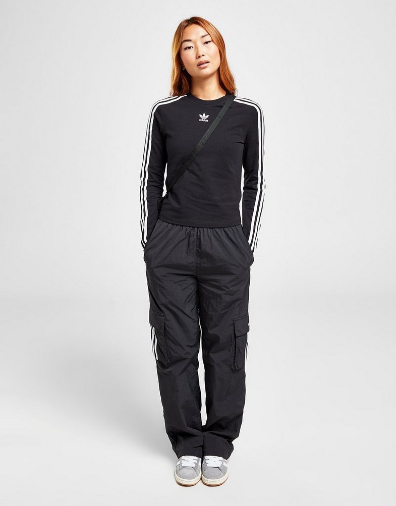 Moteriški marškinėliai ADIDAS MARŠKINĖLIAI 3S LS SLIM T BLK/WHT 35 IS2290 Juoda