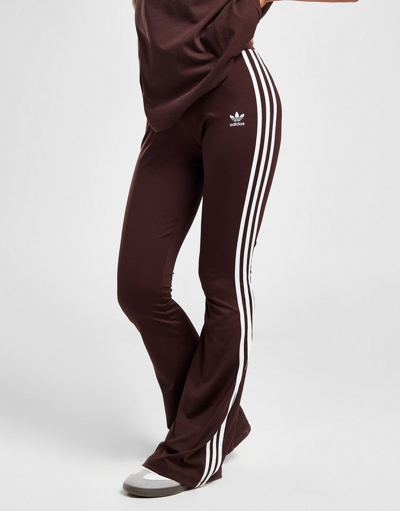 Legginsy damskie ADIDAS LEGGINGS 3S FLARE BRN/WHT 32 IN1101 Brązowy