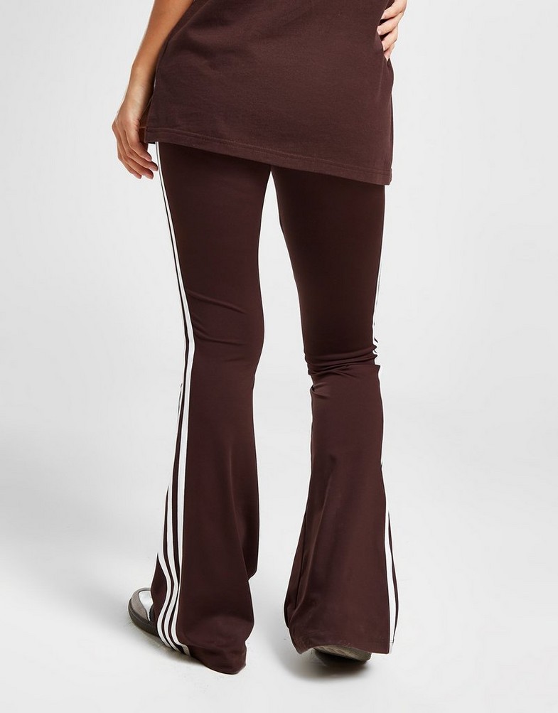 Legginsy damskie ADIDAS LEGGINGS 3S FLARE BRN/WHT 32 IN1101 Brązowy