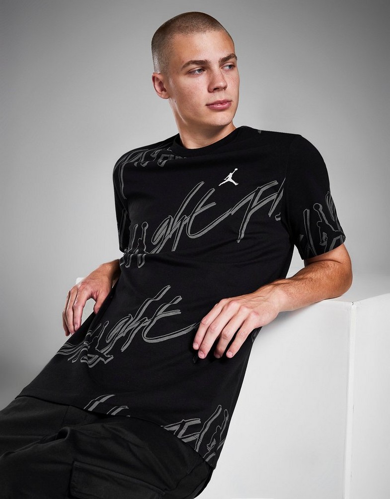 Tricou pentru bărbați JORDAN TRICOU M J FLT ESS JM AOP SS CREW FN1191-010 Negru