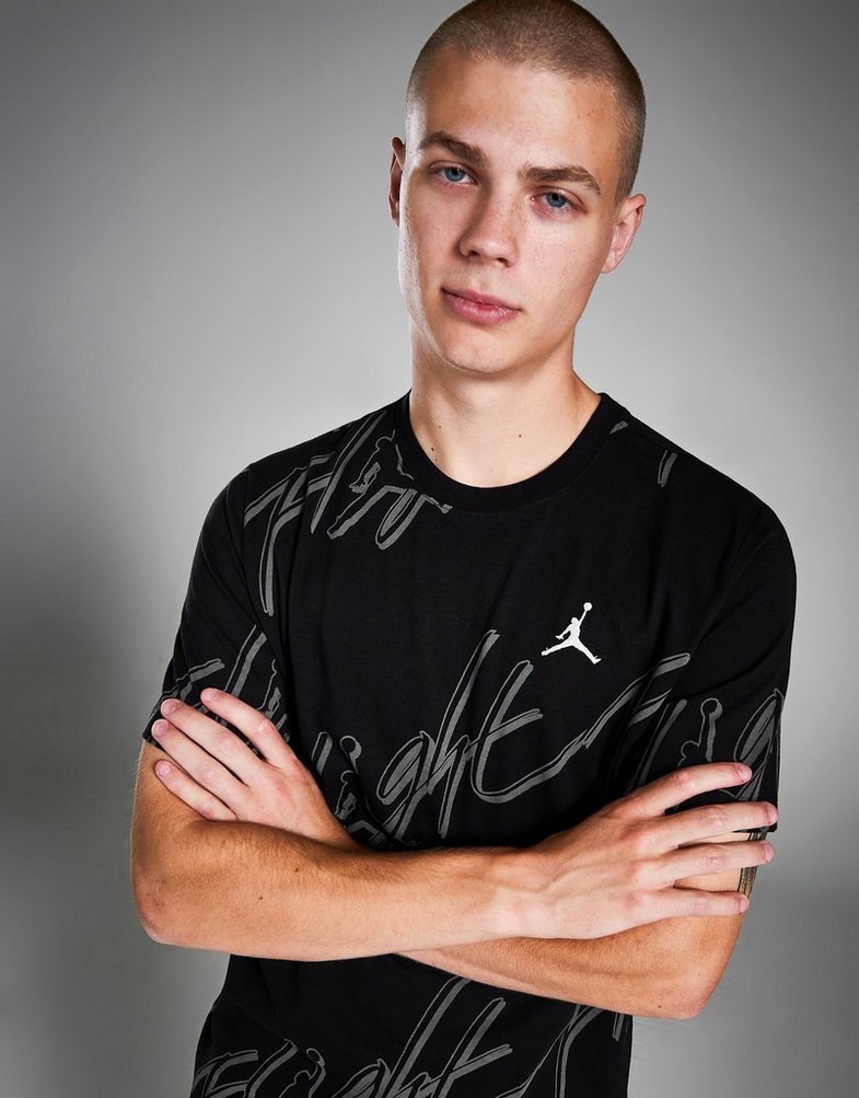 Tricou pentru bărbați JORDAN TRICOU M J FLT ESS JM AOP SS CREW FN1191-010 Negru