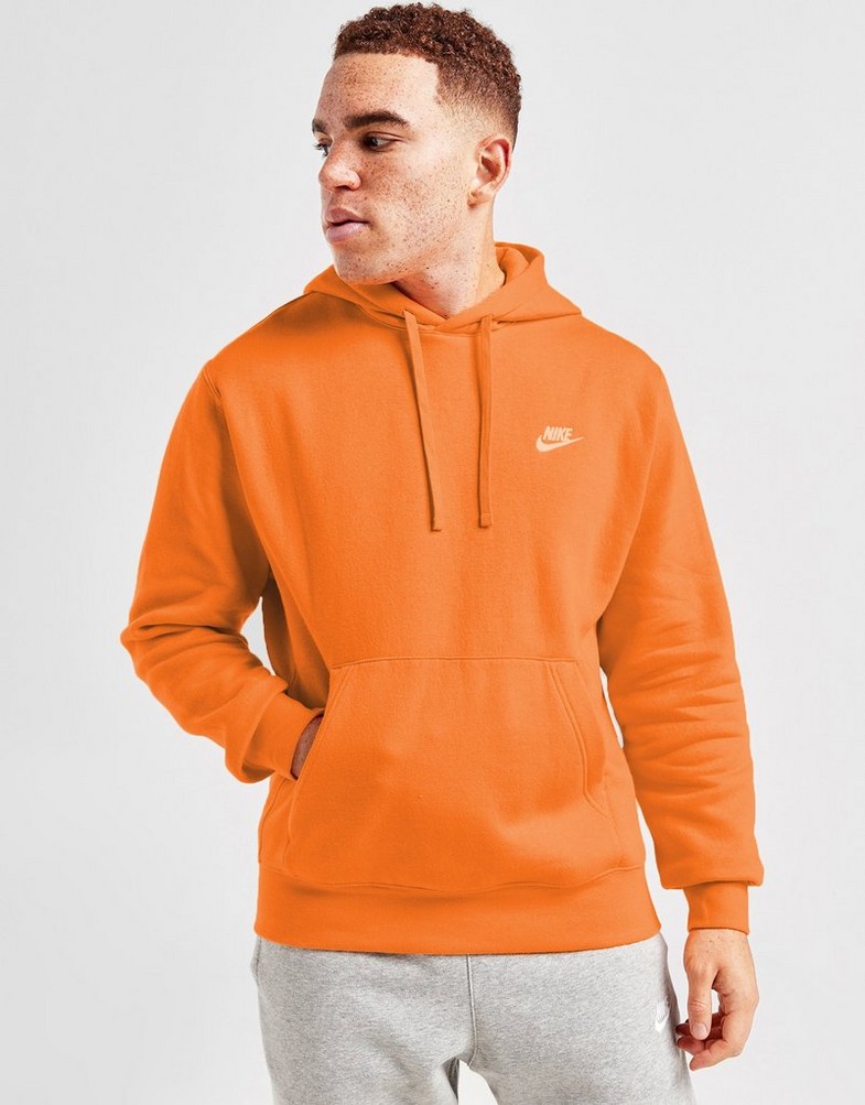 Bluza męska NIKE BLUZA Z KAPTUREM SPORTSWEAR CLUB BV2654-885 Pomarańczowy