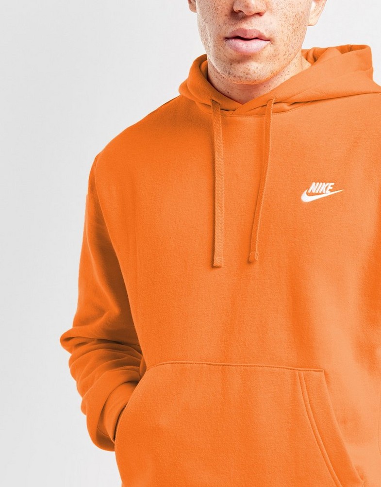 Bluza męska NIKE BLUZA Z KAPTUREM SPORTSWEAR CLUB BV2654-885 Pomarańczowy