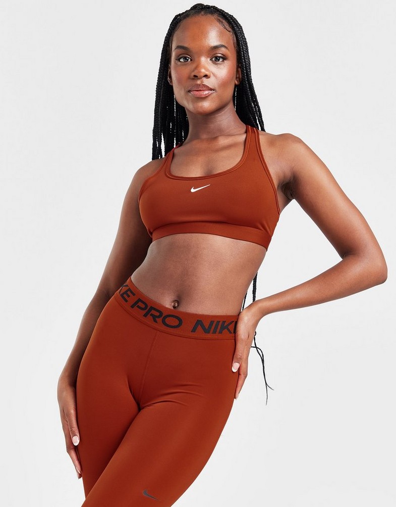 Bustieră sport pentru femei NIKE BUSTIERĂ NK SWSH LGT SPT BUSTIERĂ DX6817-832 Maro