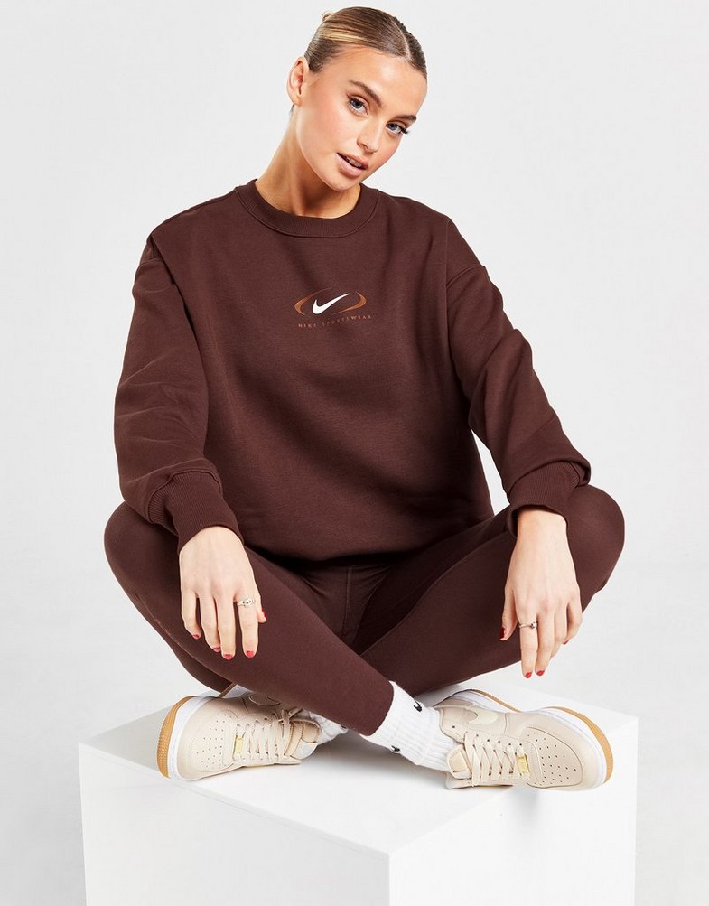 Жіночі кофти NIKE КОФТА NSW PHNX FLC OS CREW PRNT SW FQ8815-227 Коричневий