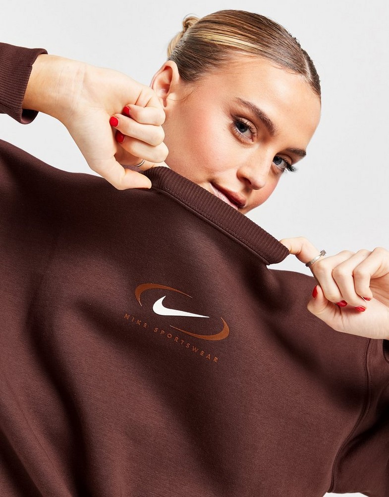 Жіночі кофти NIKE КОФТА NSW PHNX FLC OS CREW PRNT SW FQ8815-227 Коричневий