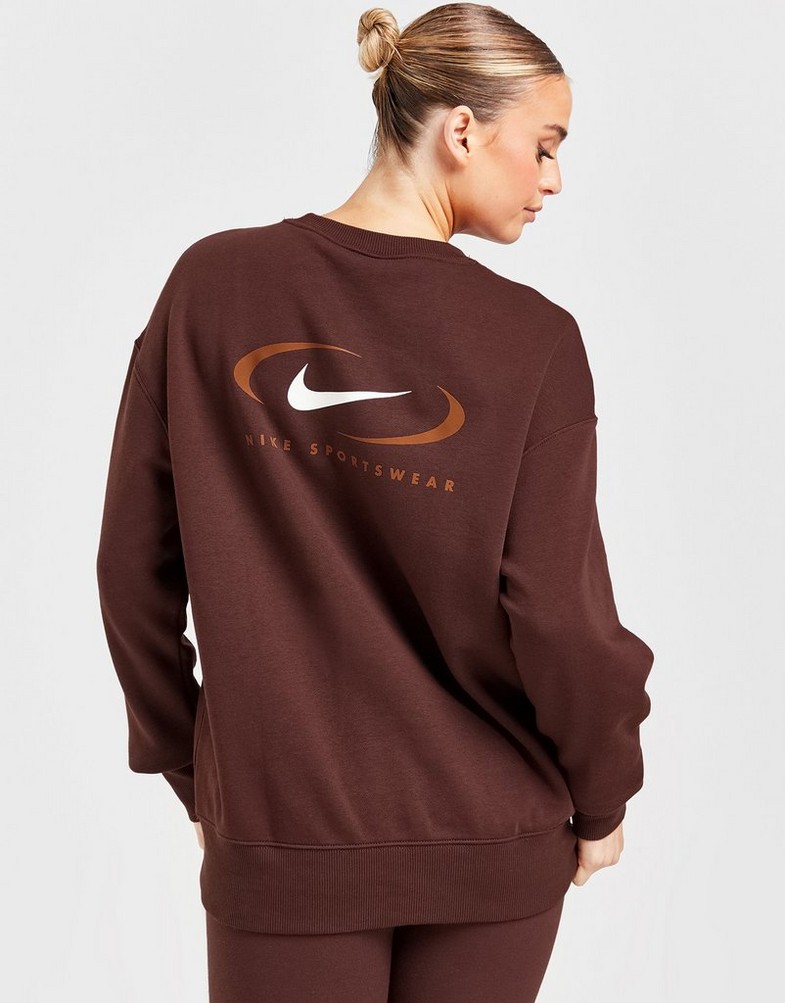 Жіночі кофти NIKE КОФТА NSW PHNX FLC OS CREW PRNT SW FQ8815-227 Коричневий