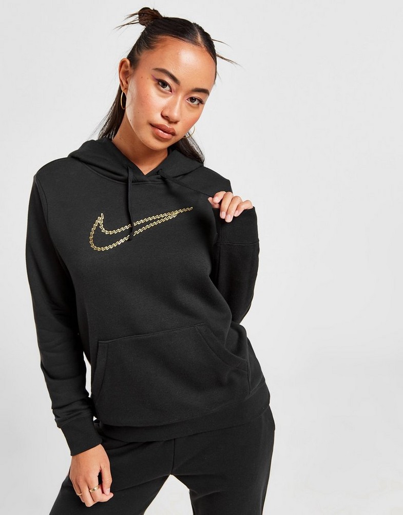 Bluză pentru femei NIKE BLUZĂ W NSW PE CLB FLC SHINE OS PO FB8763-010 Negru