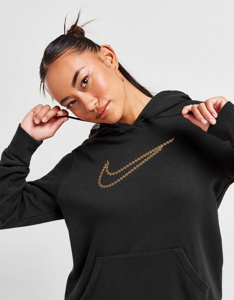 Bluză pentru femei NIKE BLUZĂ W NSW PE CLB FLC SHINE OS PO FB8763-010 Negru