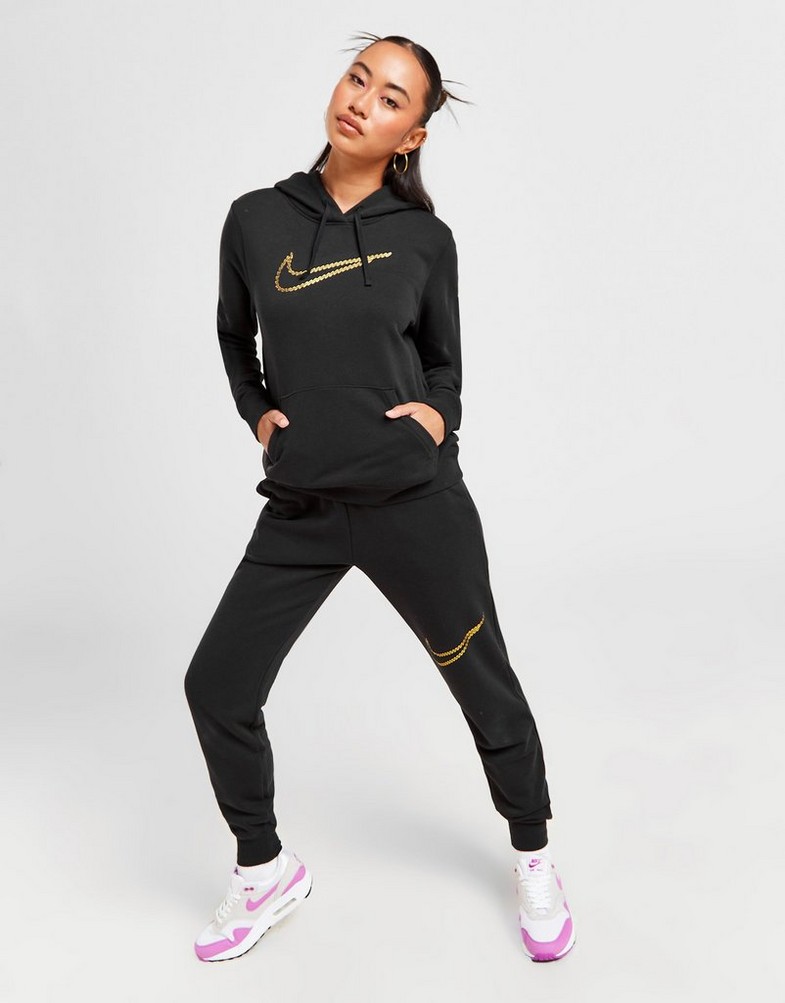 Bluză pentru femei NIKE BLUZĂ W NSW PE CLB FLC SHINE OS PO FB8763-010 Negru