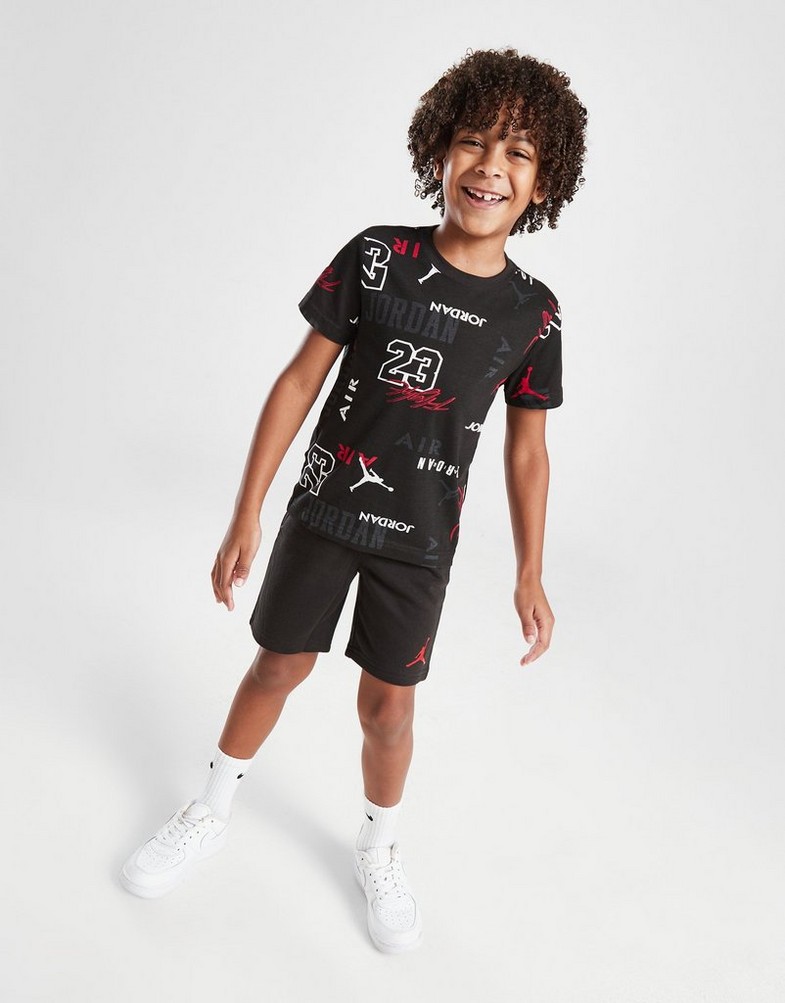 Дитячі спортивні костюми JORDAN КОМПЛЕКТ AOP T/SHT BLK/WHT 85D051-023 Чорний