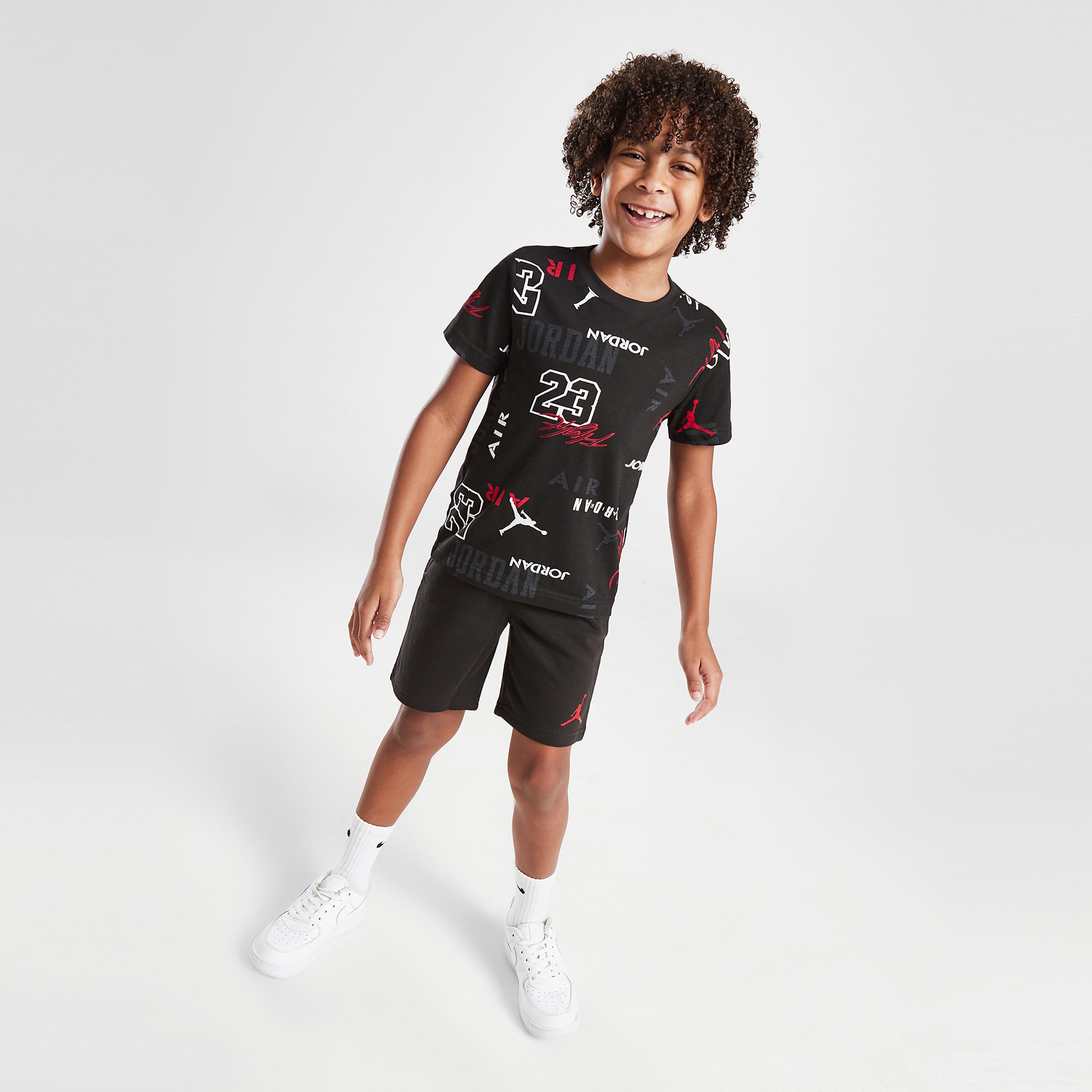 Gyerek melegítőszett JORDAN SZETT AOP T/SHT BLK/WHT