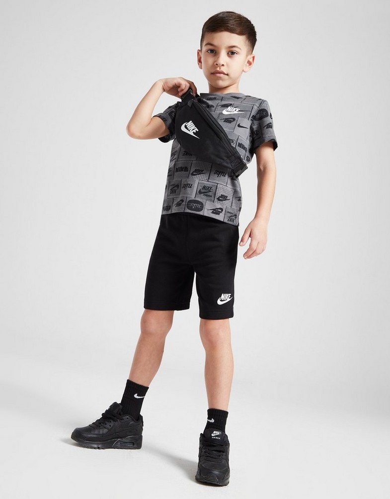 Дитячі спортивні костюми NIKE КОМПЛЕКТ AOP TEE/SHT BLK/GRY 86L773-023 Чорний