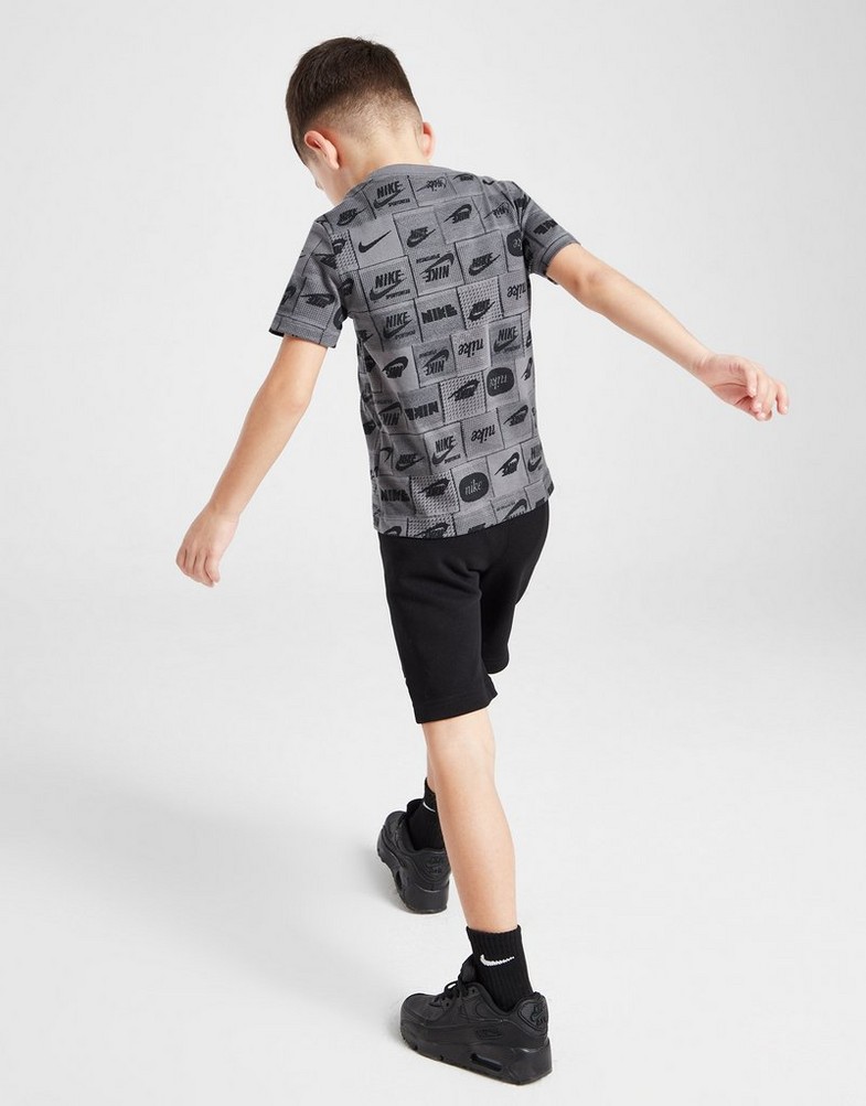 Дитячі спортивні костюми NIKE КОМПЛЕКТ AOP TEE/SHT BLK/GRY 86L773-023 Чорний