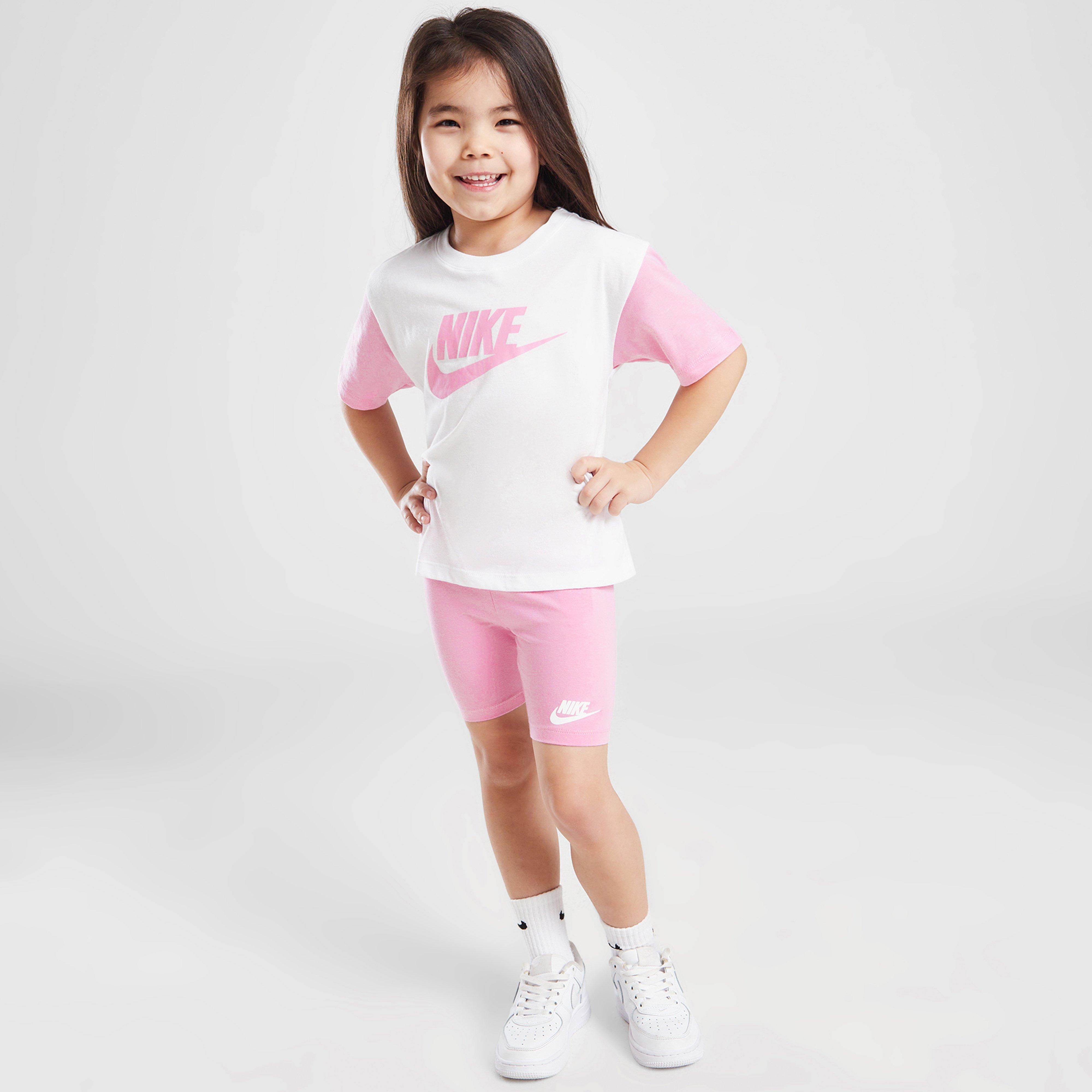 Gyerek melegítőszett NIKE SZETT (G)CBLK TEE/SHT WHT/PNK G