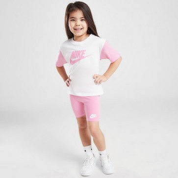 Trening pentru copii NIKE SET (G)CBLK TEE/SHT WHT/PNK G
