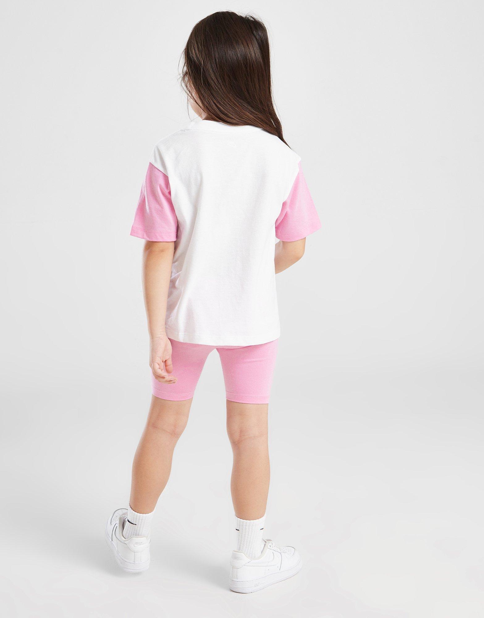 Trening pentru copii NIKE SET (G)CBLK TEE/SHT WHT/PNK G 36L933-AAH Alb