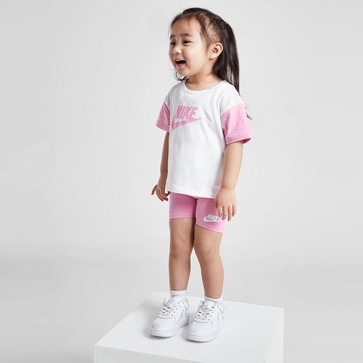 Trening pentru copii NIKE SET (G)CBLK TEE/SHT WHT/PNK G