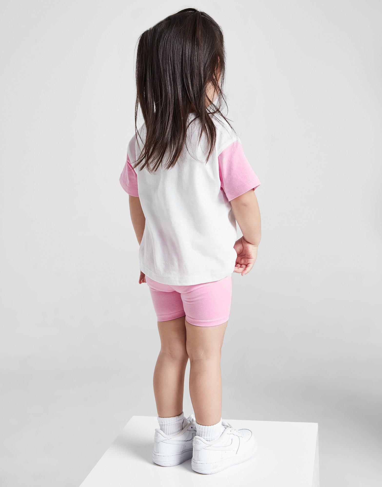 Gyerek melegítőszett NIKE SZETT (G)CBLK TEE/SHT WHT/PNK G 16L933-AAH Fehér