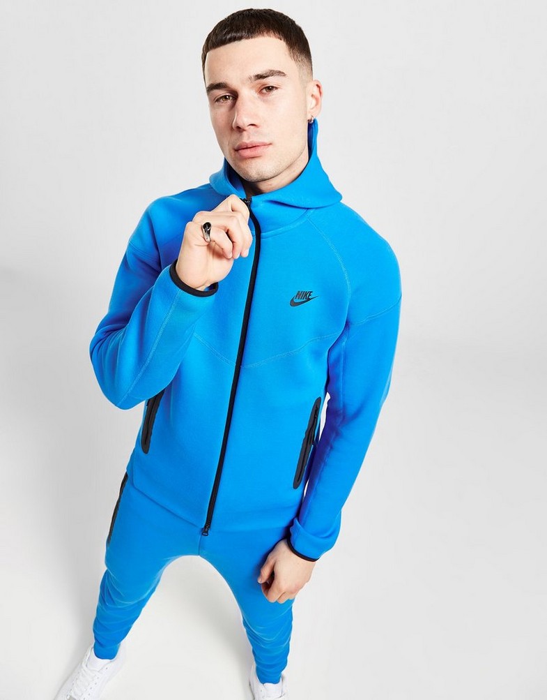 Bluza męska NIKE BLUZA Z KAPTUREM M NK TCH FLC FZ WR HOODIE TECH FB7921-435 Niebieski