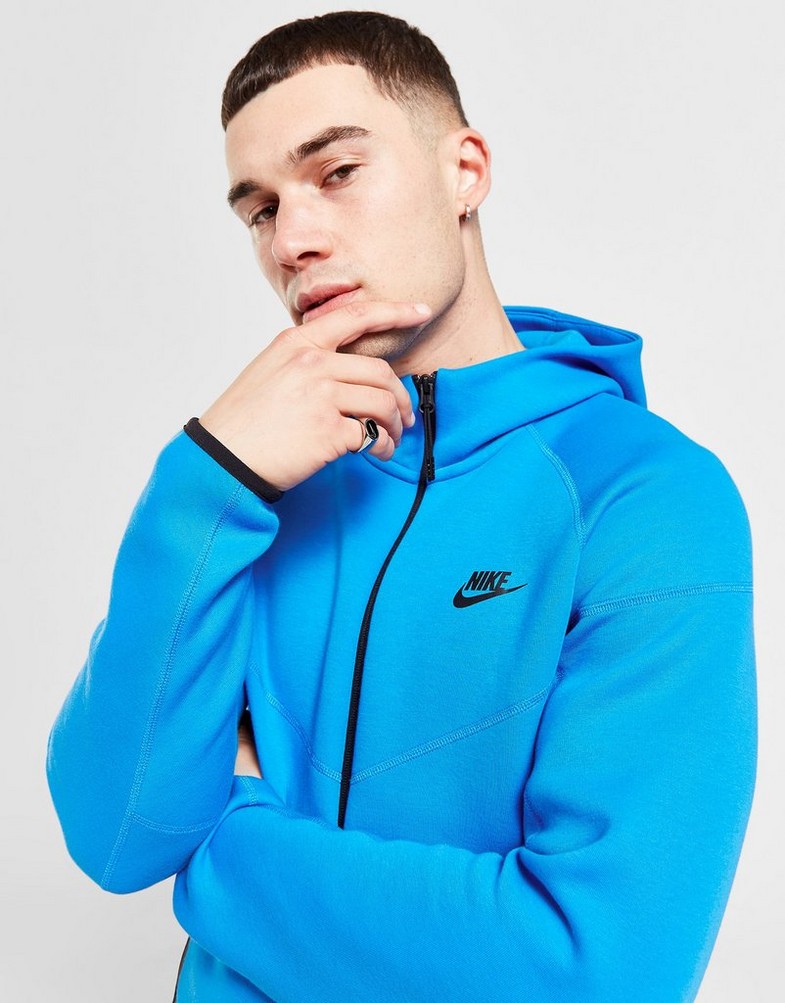 Bluza męska NIKE BLUZA Z KAPTUREM M NK TCH FLC FZ WR HOODIE TECH FB7921-435 Niebieski
