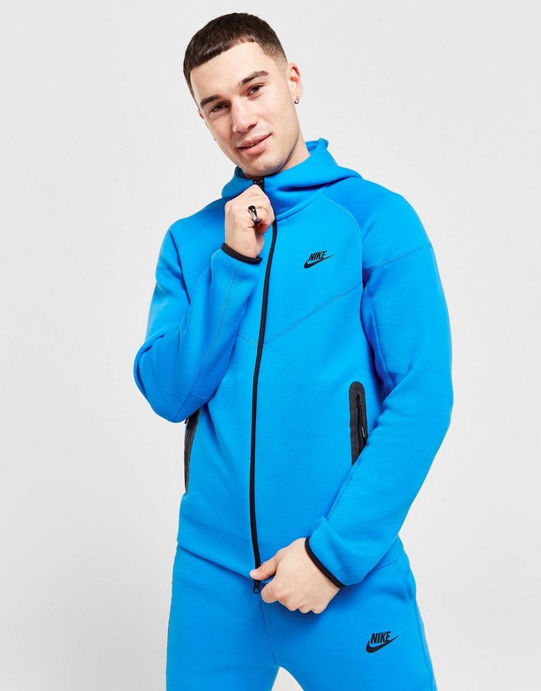 Bluza męska NIKE BLUZA Z KAPTUREM M NK TCH FLC FZ WR HOODIE TECH FB7921-435 Niebieski