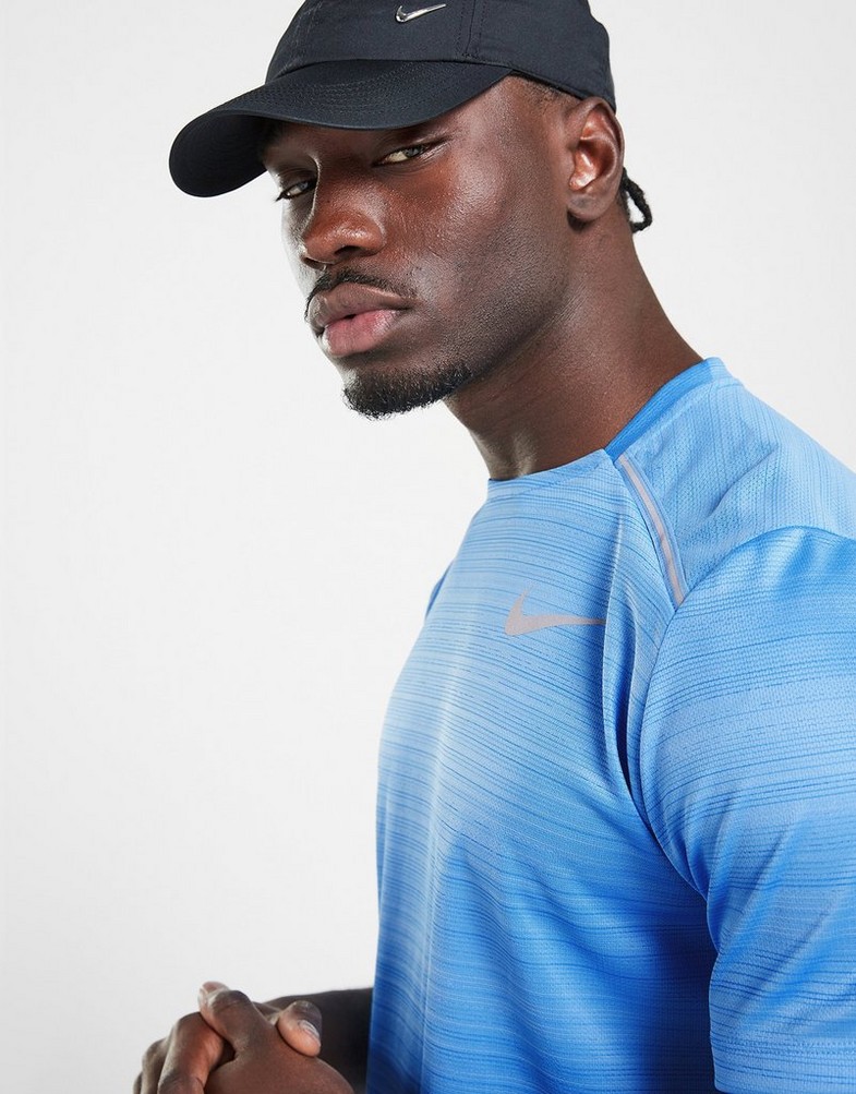 Vyriški marškiniai NIKE MARŠKINĖLIAI M NK DF MILER SS RUNNING FZ4782-412 Mėlyna