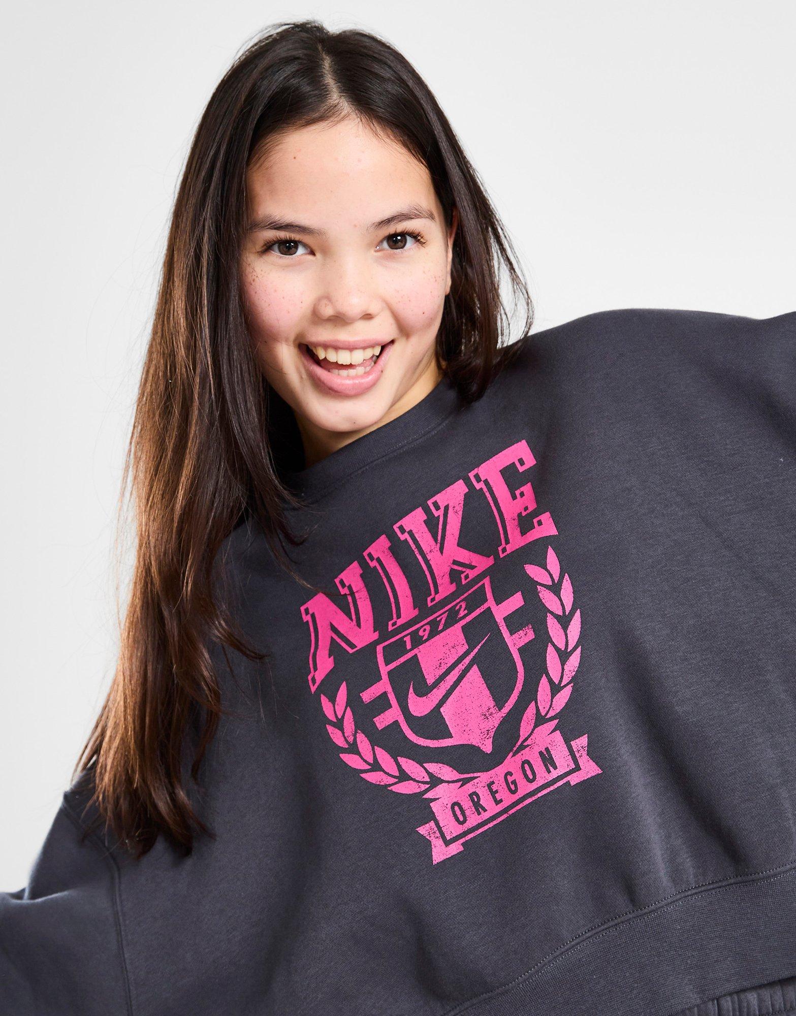 Detská mikina NIKE MIKINA G NSW TREND FLC CREW PRNT GIRL FZ4722-060 Sivá