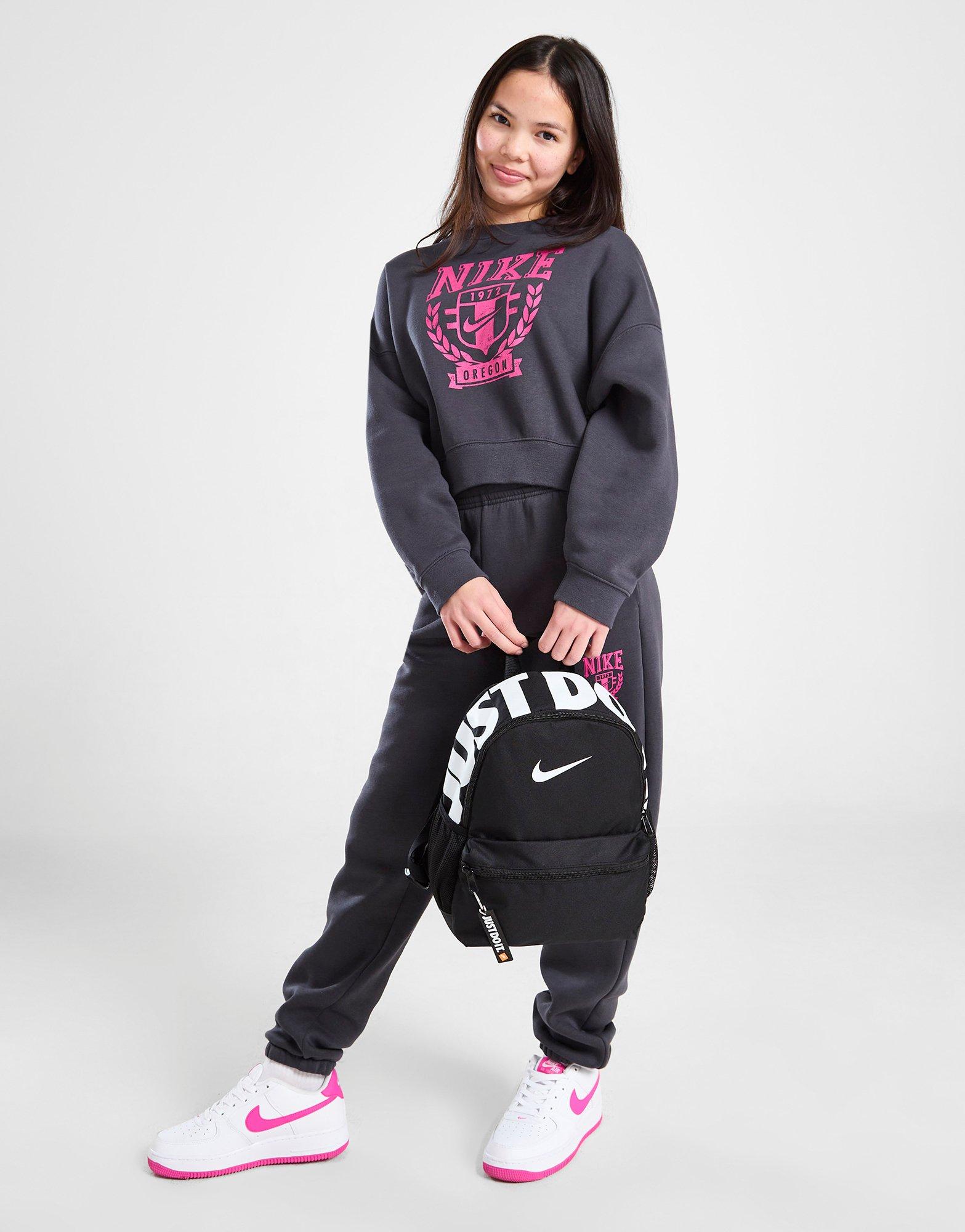 Detská mikina NIKE MIKINA G NSW TREND FLC CREW PRNT GIRL FZ4722-060 Sivá