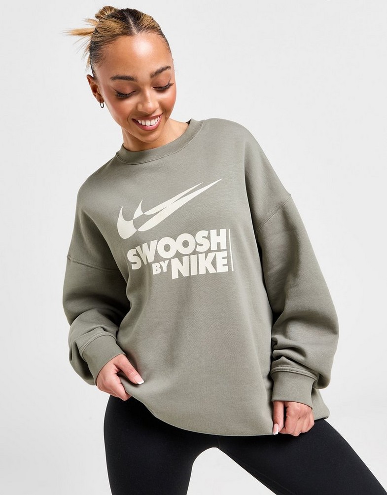 Жіночі кофти NIKE КОФТА W NSW FLC OS CREW GLS GYM LIFE FZ4631-053 Сірий