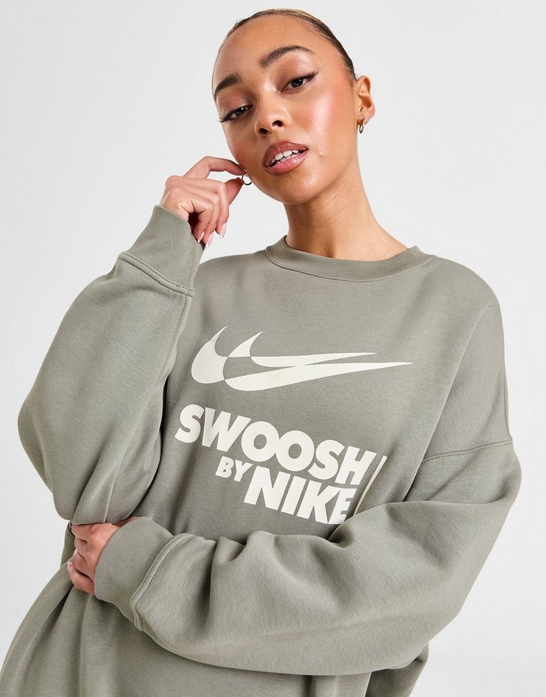 Жіночі кофти NIKE КОФТА W NSW FLC OS CREW GLS GYM LIFE FZ4631-053 Сірий