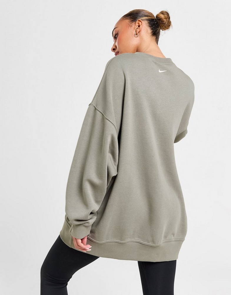Жіночі кофти NIKE КОФТА W NSW FLC OS CREW GLS GYM LIFE FZ4631-053 Сірий