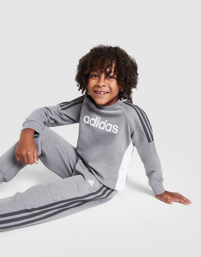 Vaikiški sportiniai kostiumai ADIDAS KOMPLEKTAS CREW SUIT LK B IS6353 Pilka