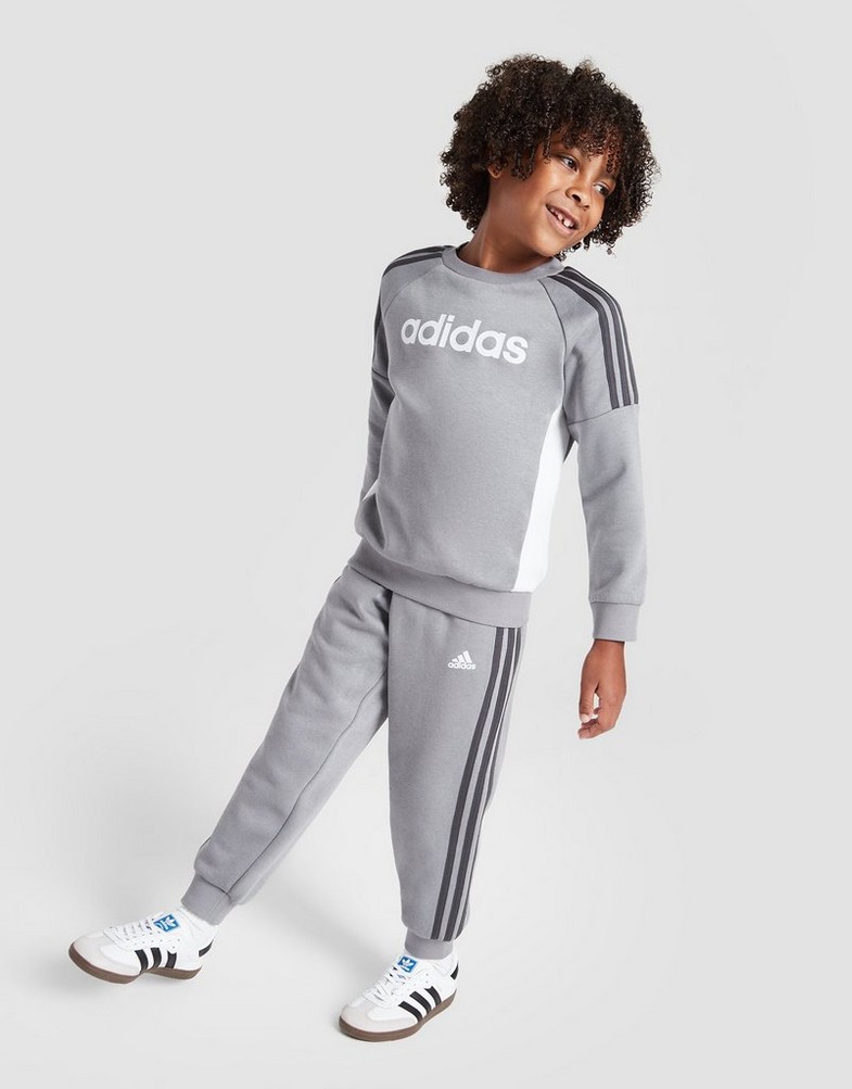 Vaikiški sportiniai kostiumai ADIDAS KOMPLEKTAS CREW SUIT LK B IS6353 Pilka