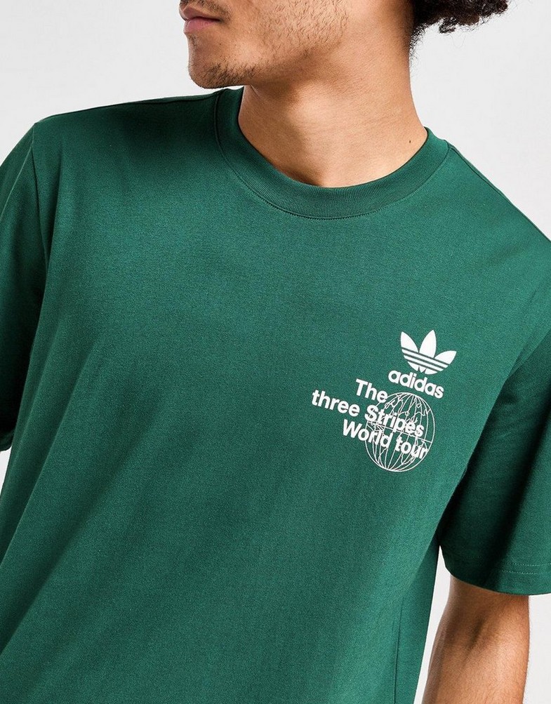 Koszulka, t-shirt męski ADIDAS   T-SHIRT BAND TEES - WORLD TOUR ADICOLOR JE4267 Zielony