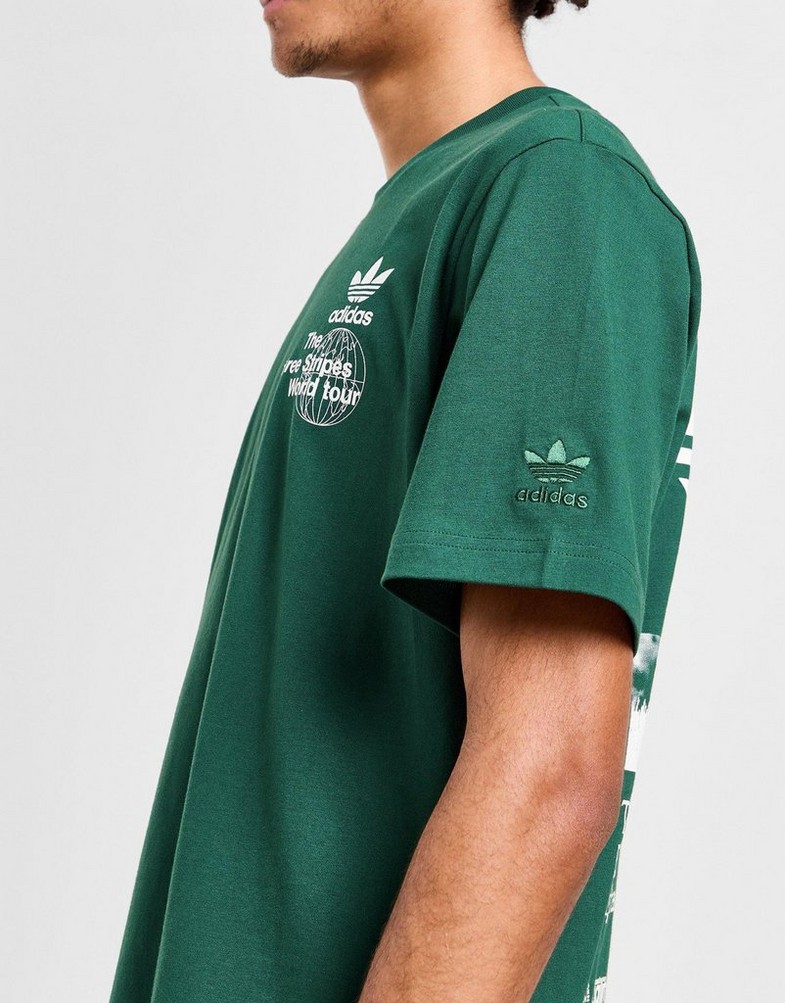 Koszulka, t-shirt męski ADIDAS   T-SHIRT BAND TEES - WORLD TOUR ADICOLOR JE4267 Zielony