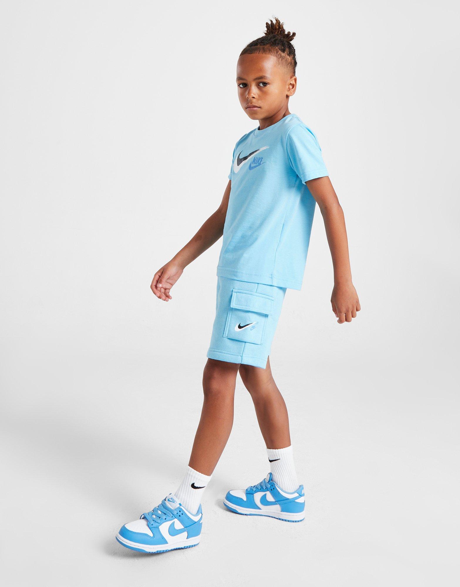 Дитячі спортивні костюми NIKE КОМПЛЕКТ DBL SWSH TEE/SHT BLU B 86M261-BJB Блакитний