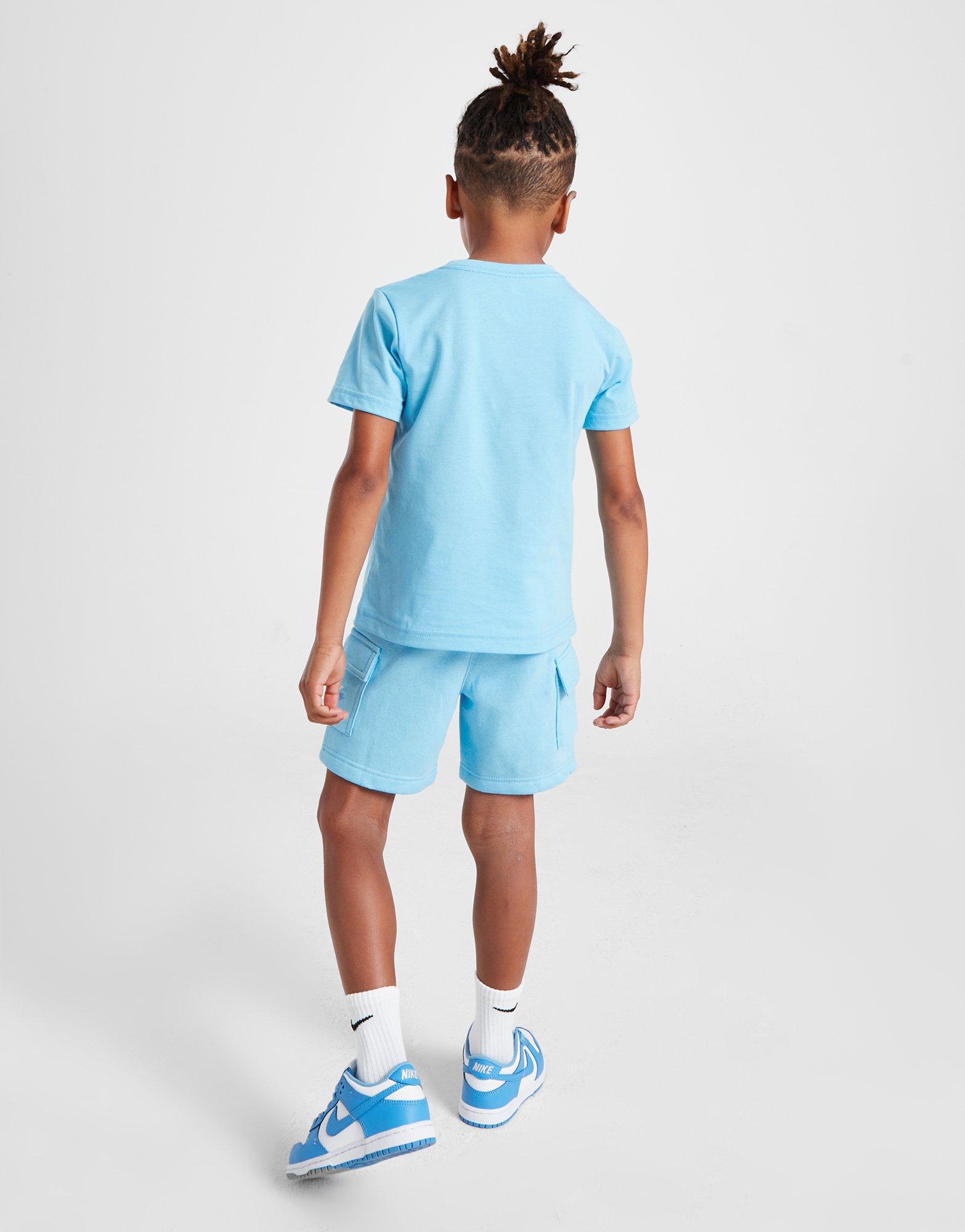 Дитячі спортивні костюми NIKE КОМПЛЕКТ DBL SWSH TEE/SHT BLU B 86M261-BJB Блакитний