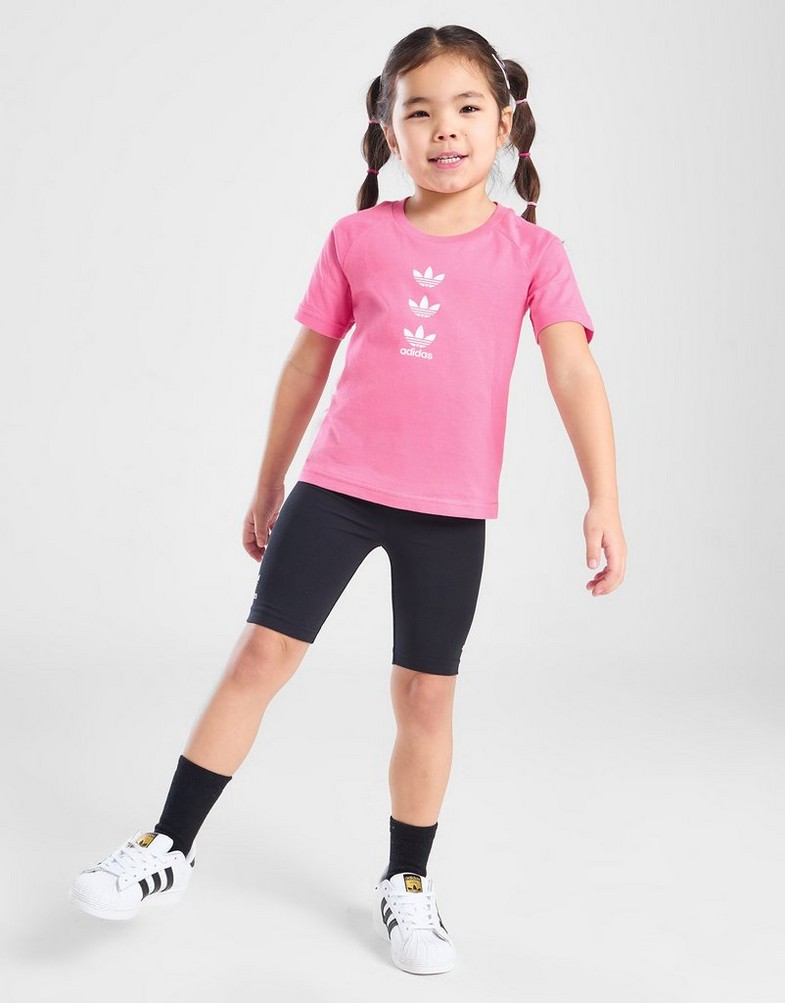 Komplet dresowy dziecięcy ADIDAS KOMPLET RPT TREF TEE/SHT PNK/BLK G IX0755 Różowy
