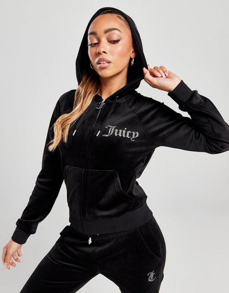 Жіночі кофти JUICY COUTURE КОФТА НА БЛИСКАВЦІ   З КАПЮШОНОМ DMNT BLK JCJDW298101 Чорний