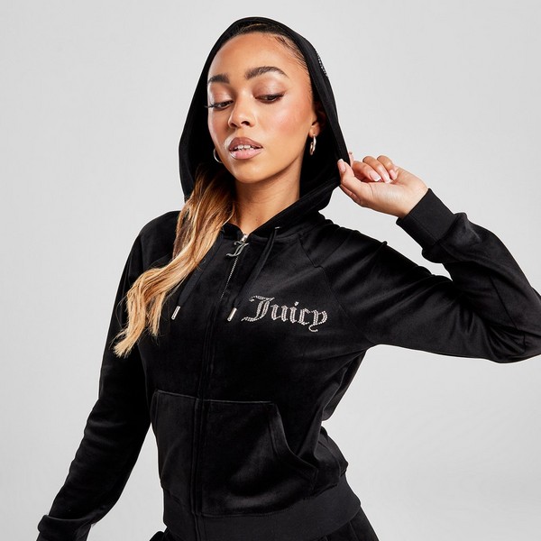 JUICY COUTURE BLUZA ROZPINANA Z KAPTUREM DMNT BLK