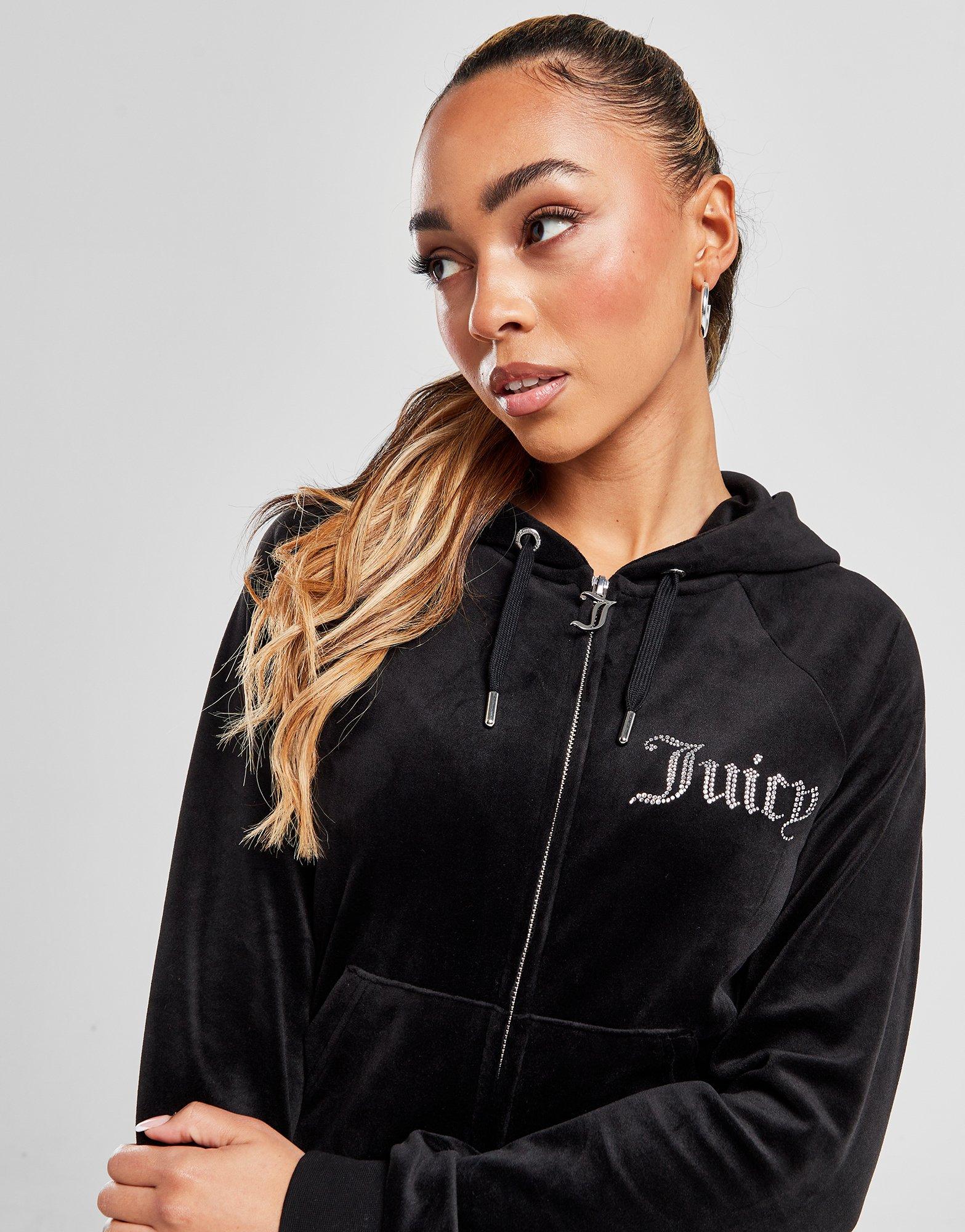 Női pulóver JUICY COUTURE PULÓVER CIPZÁRAS KAPUCNIS DMNT BLK JCJDW298101 Fekete