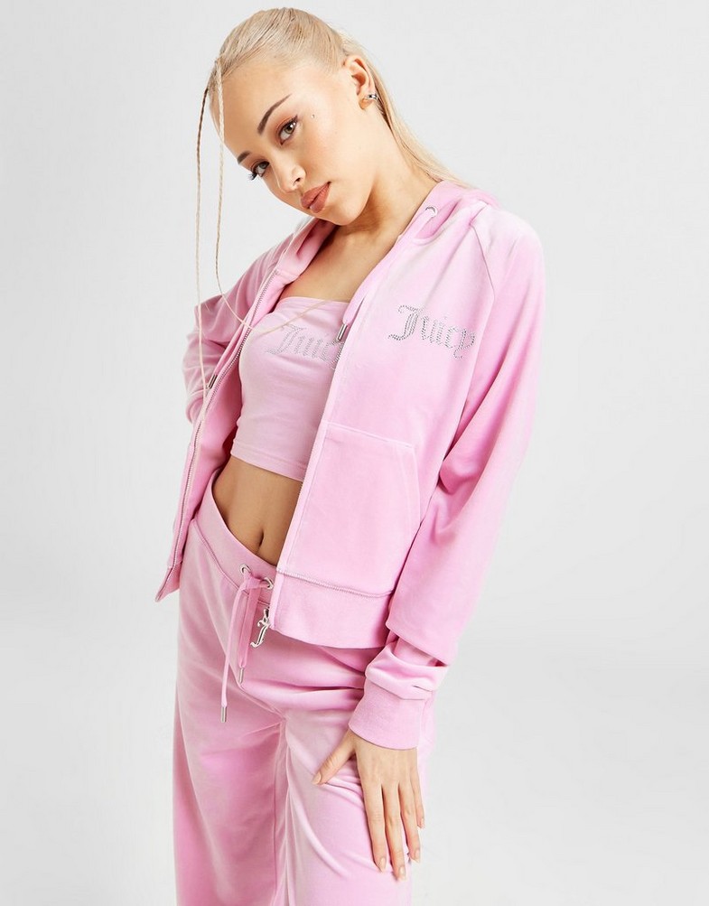 Dámská mikina JUICY COUTURE MIKINA ROZEPÍNACÍ   S KAPUCÍ DMNT PINK JCJDW298346 Růžová