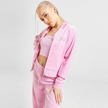 Bluză pentru femei JUICY COUTURE BLUZĂ CU GLUGĂ DMNT PINK