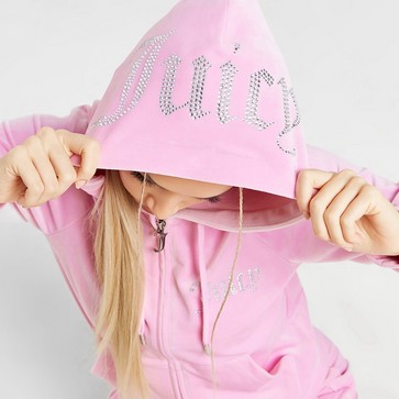 Bluză pentru femei JUICY COUTURE BLUZĂ CU GLUGĂ DMNT PINK