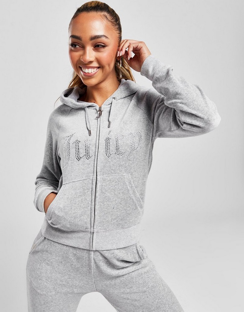 Жіночі кофти JUICY COUTURE КОФТА НА БЛИСКАВЦІ   З КАПЮШОНОМ DMNT GMRL JCJDW227133 Сірий