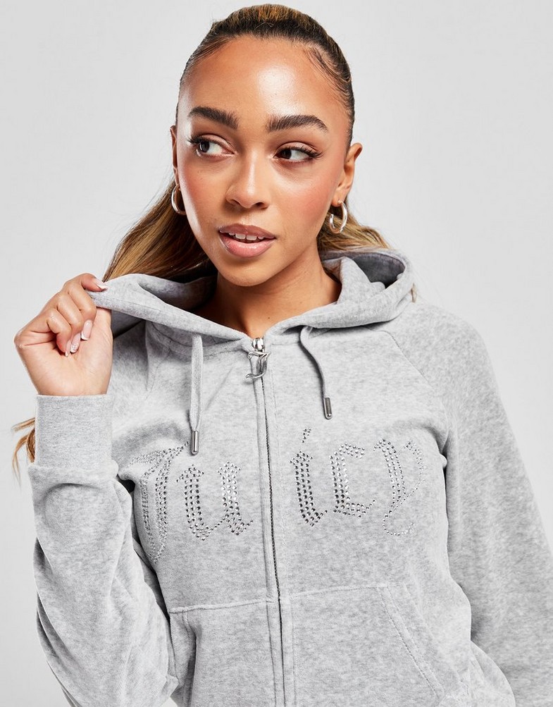 Жіночі кофти JUICY COUTURE КОФТА НА БЛИСКАВЦІ   З КАПЮШОНОМ DMNT GMRL JCJDW227133 Сірий